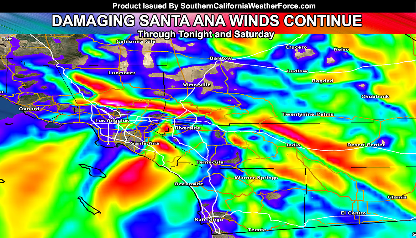 Fierce Santa Ana Winds Strike Southern California, Lasting Through Saturday Southern