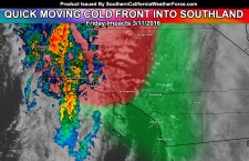 Quick Moving Storm Front Moving Through Southern California Today