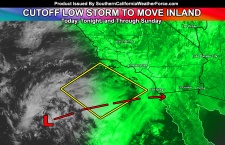 Bulk of Cutoff Low Storm Impacts Southern California Today, Tonight, and Through Sunday
