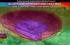 Blue Cut Fire In Cajon Pass Threat Assessment of Wind Driven Flames and Ash; Cooler Weather Coming