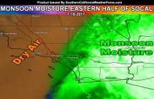 Monsoon Moisture Pushes as Far as Los Angeles County Through Tonight