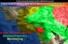 Monsoonal Moisture To Stream As Far West as Ventura County Through The Weekend