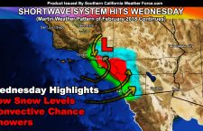 Convective System Targets Los Angeles South and Eastward on Wednesday, Low Snow Levels, Chance Of Thunder