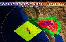 WARNING:  Major Lightning Show To Slam Metro to Desert Southern California Tonight; Pacific Storm Peter; Category Three