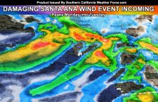 Monday into Tuesday:  Santa Ana Wind Warning Issued