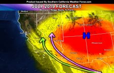 July 2019 Forecast For Southern California;  Monsoon Ridge Develops