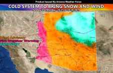 DETAILS: Cold Upper Level To Bring Some Snow to Northern Arizona, With Wind Conditions State-wide on Sunday and Sunday Night, and A Fire Weather Hazard For The CO River Valley Monday