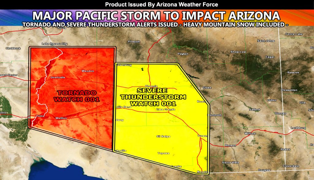 Major Pacific Storm To Impact Arizona Overnight Tonight into Some Of