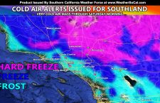 ZOOMED IN IMAGE ZONES:  Cold Air Alerts Issued For Southern California Through Saturday Morning; Hard Freeze, Freeze, Frost Advisory Zones Outlined