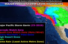 Major Pacific Storm GAVIN; Category Five Prompts Tornado Watch for Santa Barbara and Ventura, Flooding elsewhere, and High Desert Snow