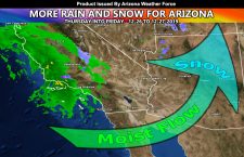 Another Round Of Rain and Snow As The Martin Storm Pattern Continues For Arizona; Another Round Toward The End Of The Month Expected