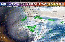 Pacific System Misses Southern California; But Will Generate Santa Ana Wind Conditions For The Next 24 Hours; Trucker Alert