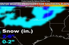 Snow Expected in the Southern Plains Through Saturday After Night Of Severe Thunderstorms and Tornadoes, includes Dallas-Fort-Worth