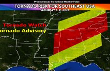 Tornado Watch and Advisories Issued For Parts of The Southeastern United States for your Saturday; Model Images Inside