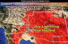 Thunderstorm Risk Peaks On Sunday Across The State Of Arizona; Fire Risk Elevated Due To Dry Lightning