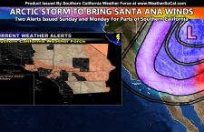 Arctic Storm Prompts Santa Ana Wind Watch Below Passes And Canyons, Mountains Included As System Makes Glancing Blow East of California