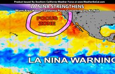 La Nina Continues To Strengthen; Concerning Warm Spot West Of California For Drier Air Shows Signs Of Growth
