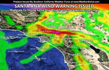 WARNING:  Santa Ana Wind Warning Issued For Thanksgiving into Friday; Moderate To Strong Event Projected; Images Inside