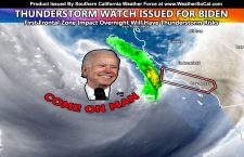 Thunderstorm Watch Issued For First Frontal Zone With Pacific Storm Biden For Overnight Tonight Across Santa Barbara eastward through LA, OC, and the Western Inland Empire