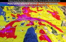 WARNING:  PDS Santa Ana Wind Watch Issued From Monday Evening through Tuesday Of This Next Week