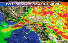 PDS Santa Ana Wind Warning Issued Tonight through Thursday Followed By Storm Pattern Beginning Week Of March; Model Images Inside