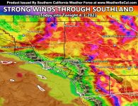 Strong Winds Blow Across All of Southern California Due To Inside Slider; Wind Model Inside