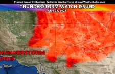 Thunderstorm Watch Issued for Parts of The High Desert, Wrightwood, Big Bear, Tehachapi, and Yucaipa