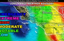 Long Range Weather Advisory Issued for Increase in Storm Activity August 20th till End Month Across Southern California
