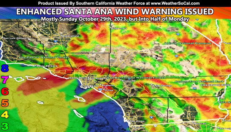 UPGRADE: Enhanced Santa Ana Wind Warning Issued for The Prone Zones of Southern California Sunday into Monday