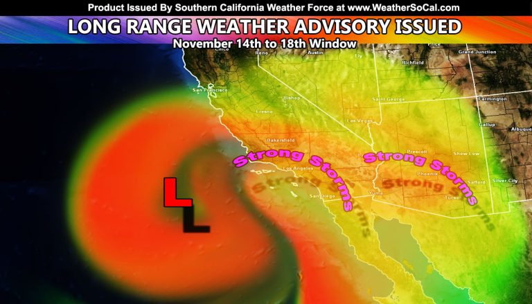 LONG RANGE WEATHER ADVISORY: First Pacific Storm of the Season for Southern California