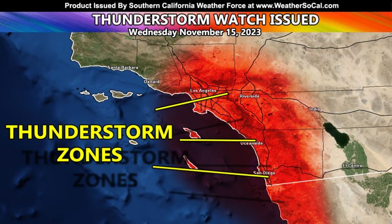 Thunderstorm Watch Issued For Metro Southern California Today; November 15, 2023
