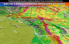 Arctic Front To Bring Widespread Wind To Southern California Tonight into Sunday; Rain, Snow, Wind Models Inside