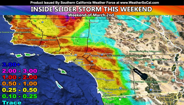 Preliminary Forecast: Inside Slider Storm System to Sweep Across Southern California This Weekend