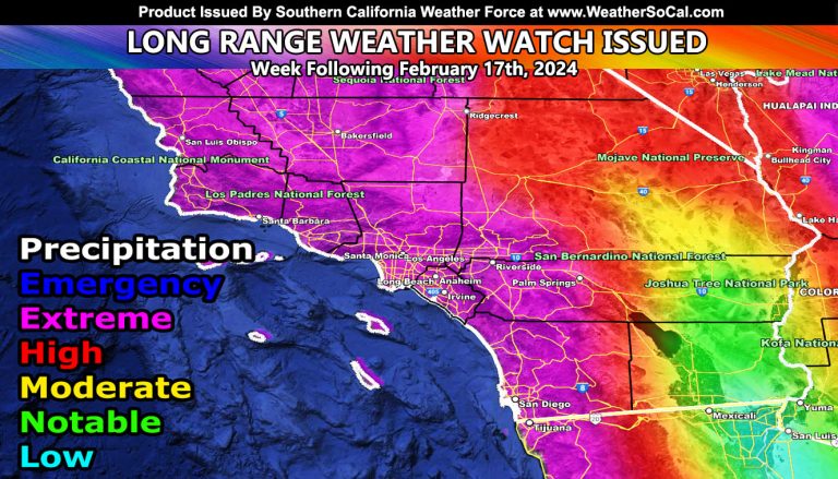 Long Range Weather Watch Issued:  Second Storm Pattern Aiming Southern California Week of February 17th