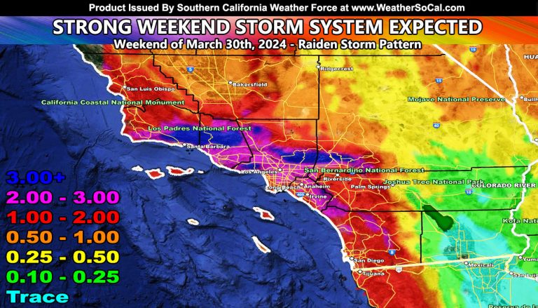 Strong Weekend Storm System Eyes Southern California For Weekend of March 30, 2024; Details