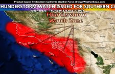 Thunderstorm Watch Issued For All Metro Locations of Southern California Now Through Thursday Morning