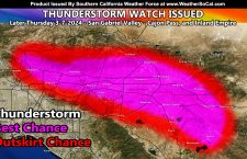 Thunderstorm Watch Issued for San Gabriel Valley, Cajon Pass, and Inland Empire Thursday March 7, 2024