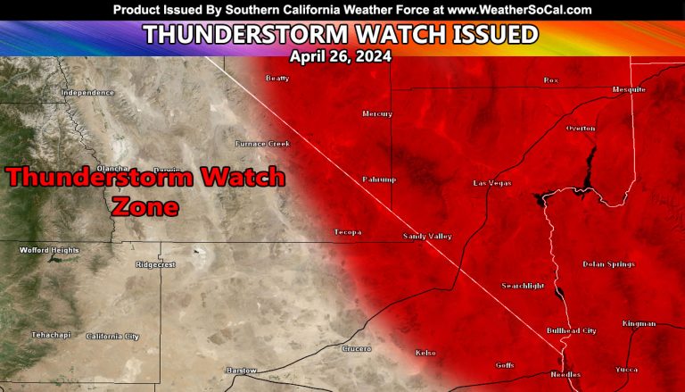 Thunderstorm Watch Issued For Las Vegas, including all of Clark County for April 26, 2024