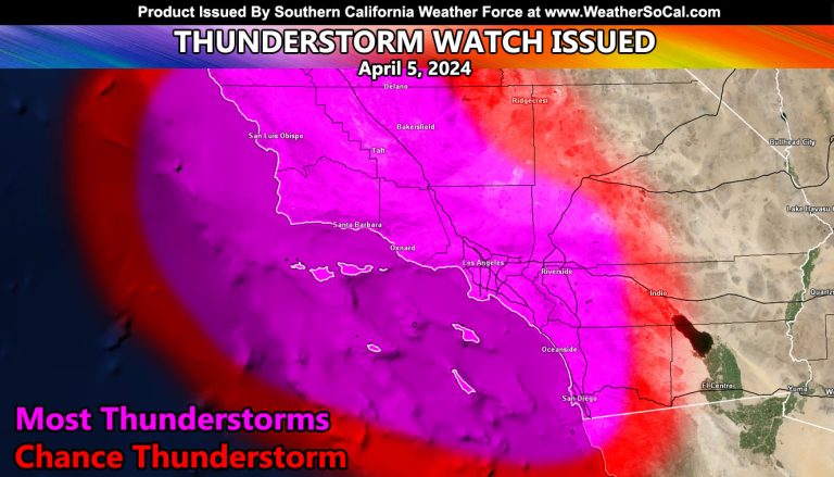 Thunderstorm Watch Issued For Southwest Southern California, Including All Metros and High Desert