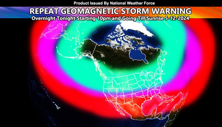 Extreme Geomagnetic Storm to Hit a Second Time Overnight Tonight Across Southern California; Northern Lights